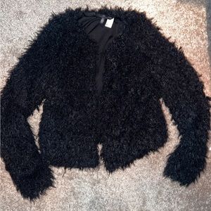 Faux fur black cropped jacket